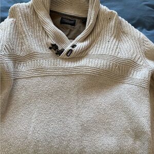 Men's Beige Shawl Collar Cardigan